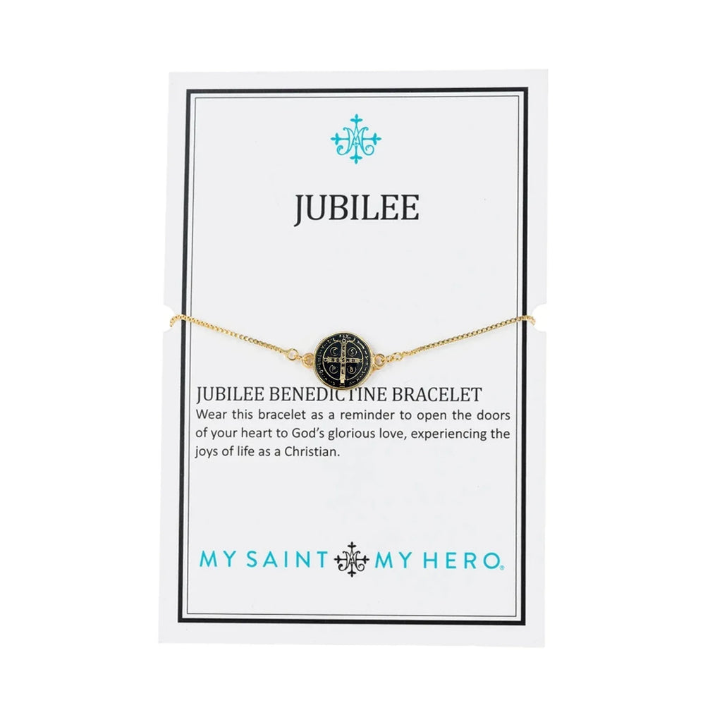 MY SAINT MY HERO Jubilee Benedictine Bracelet in Black & Gold - flyKAMP