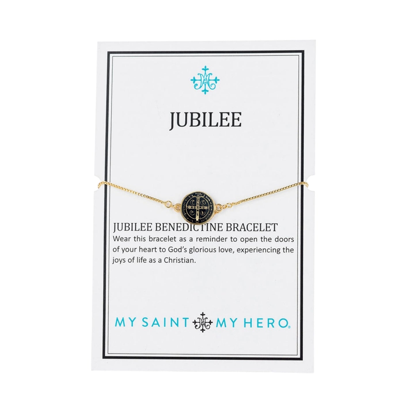 MY SAINT MY HERO Jubilee Benedictine Bracelet in Black & Gold