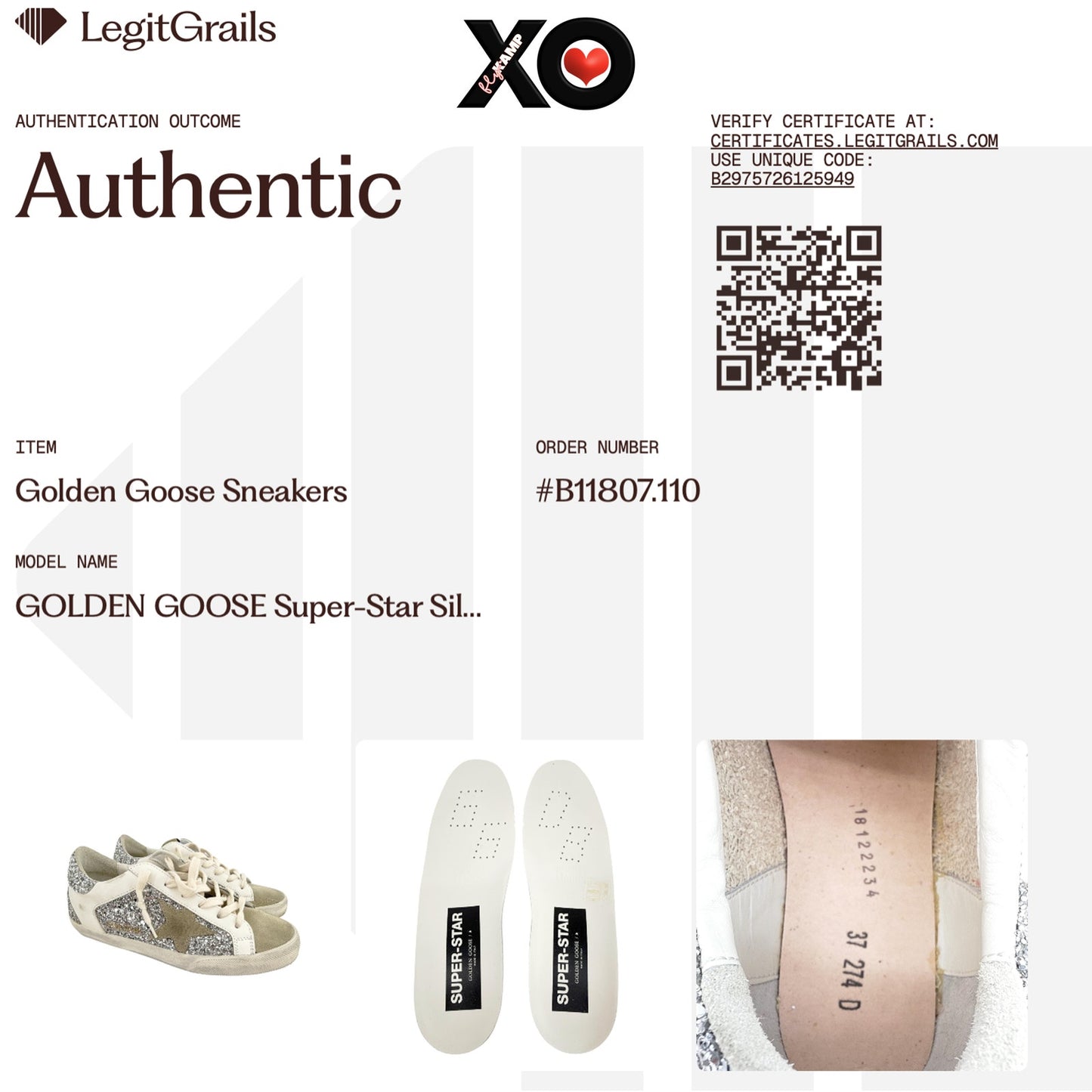 GOLDEN GOOSE Super-Star Silver Glitter Sneakers in Silver, White, & Taupe 37