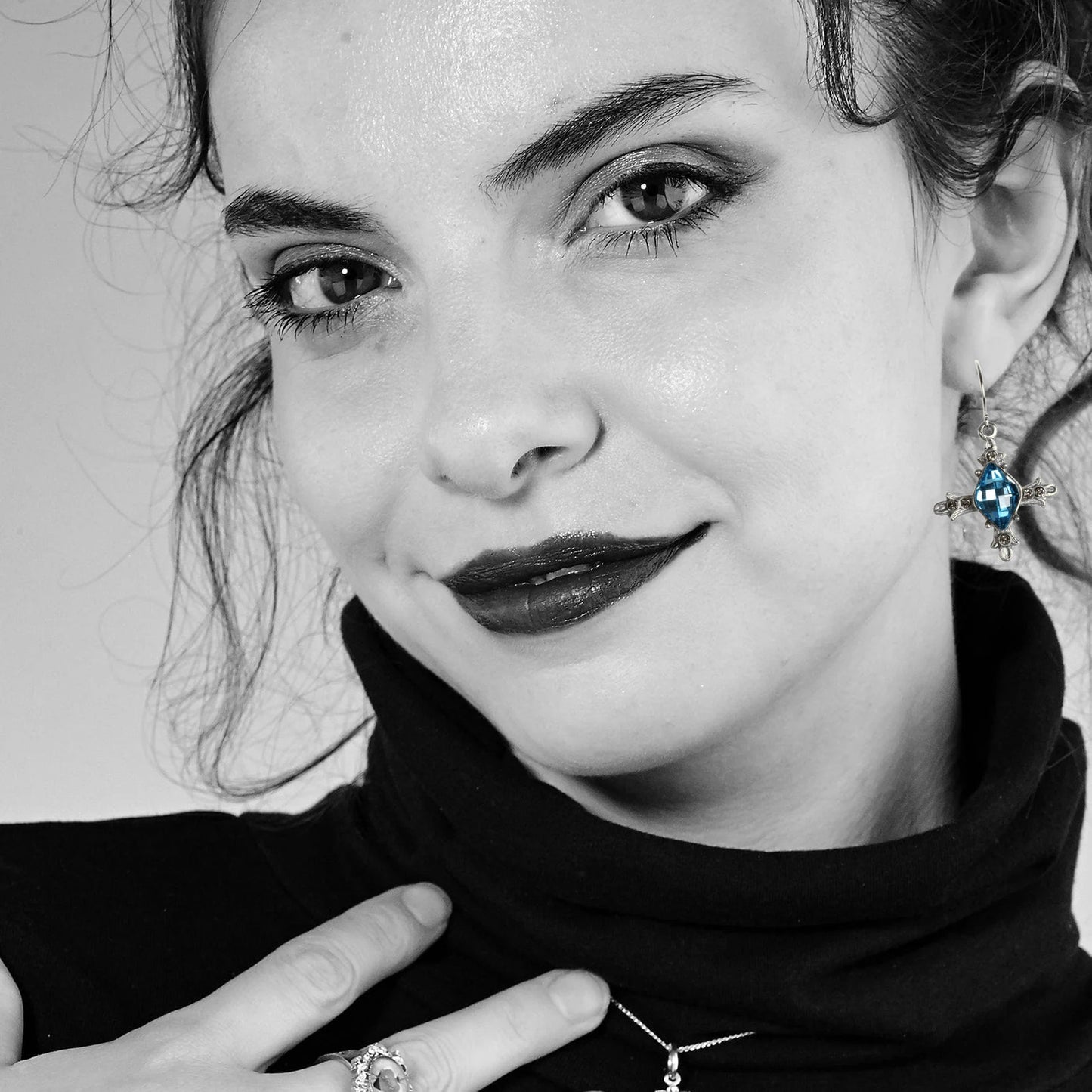 VIRGINS SAINTS & ANGELS VSA Ice Cross Earrings in Silver & Aqua