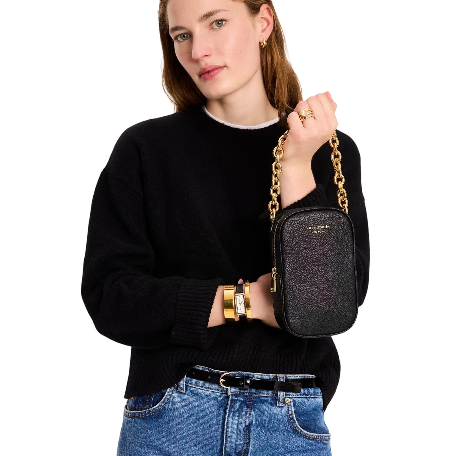 KATE SPADE New York  Jolie Chain Phone Crossbody in Black Kate Spade New York