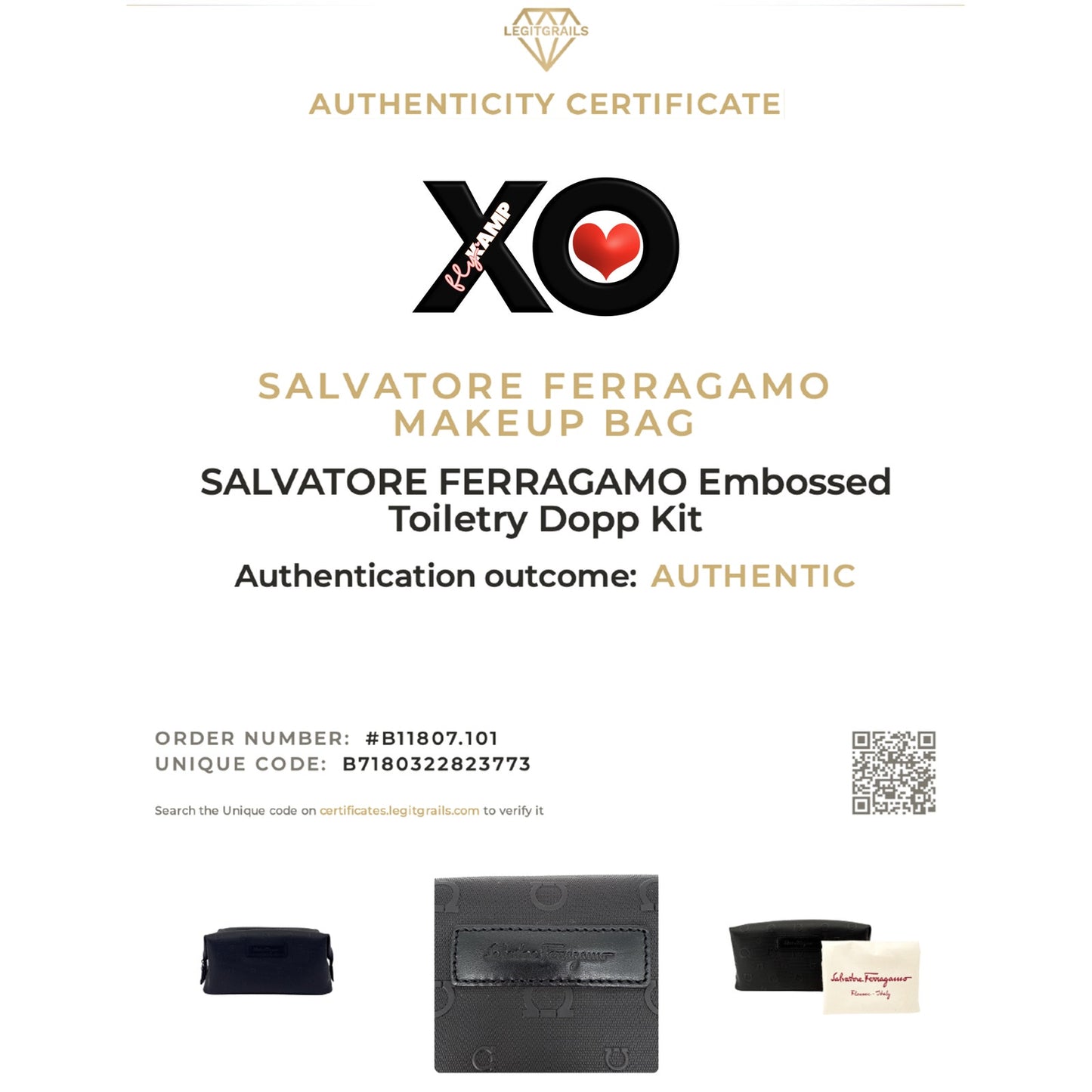 SALVATORE FERRAGAMO Gancini Embossed Toiletry Dopp Kit Bag in Black