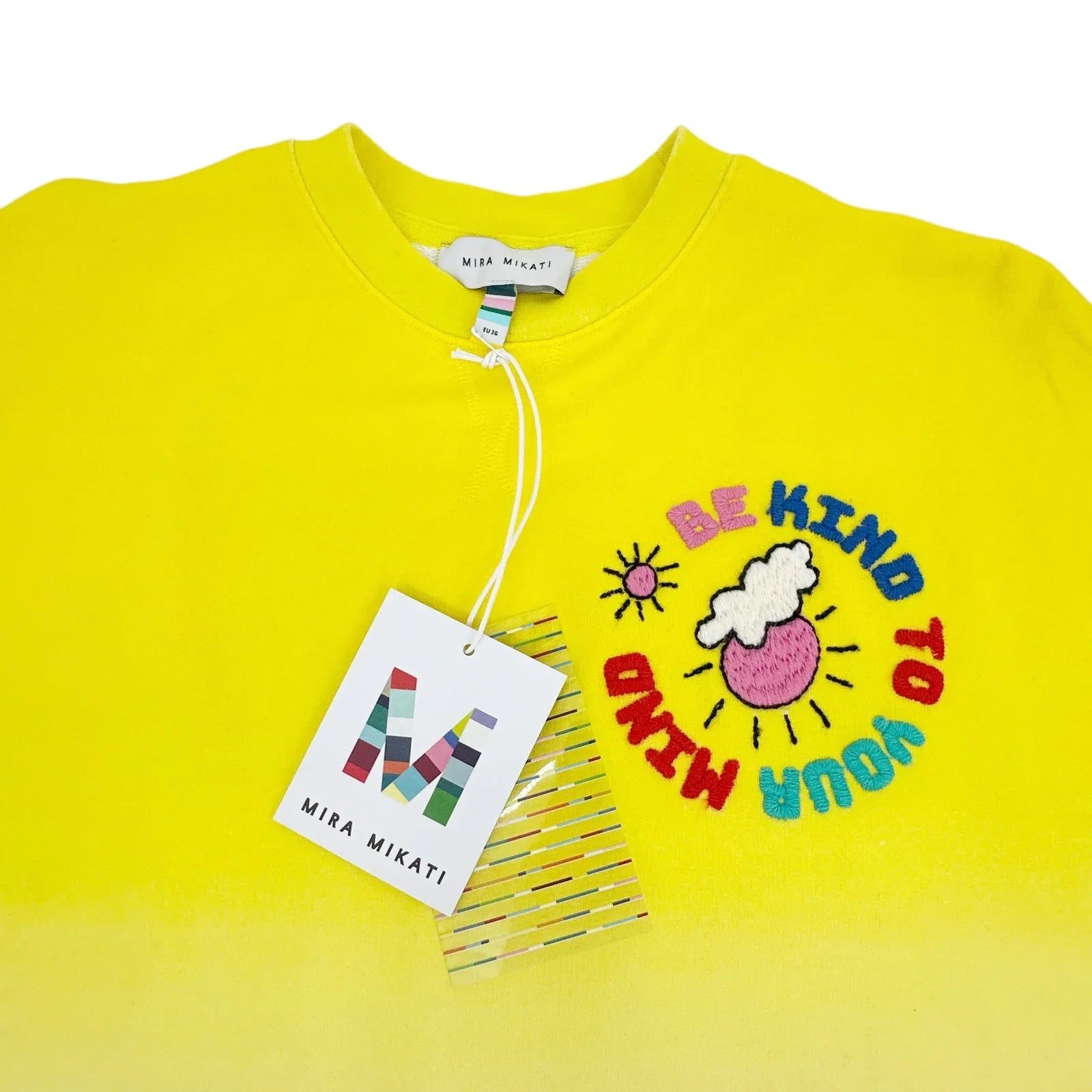 MIRA MIKATI Embroidered "Be Kind to Your Mind" Sweatshirt S - flyKAMP