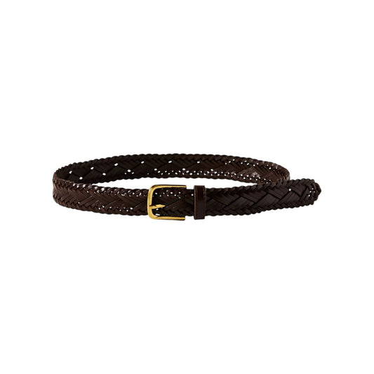 ANTHROPOLOGIE Woven Leather Belt in Brown S