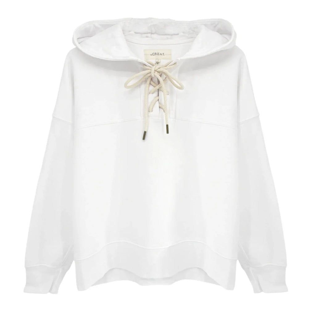 THE GREAT. The Lace Up Hoodie. In True White 0|XS - flyKAMP
