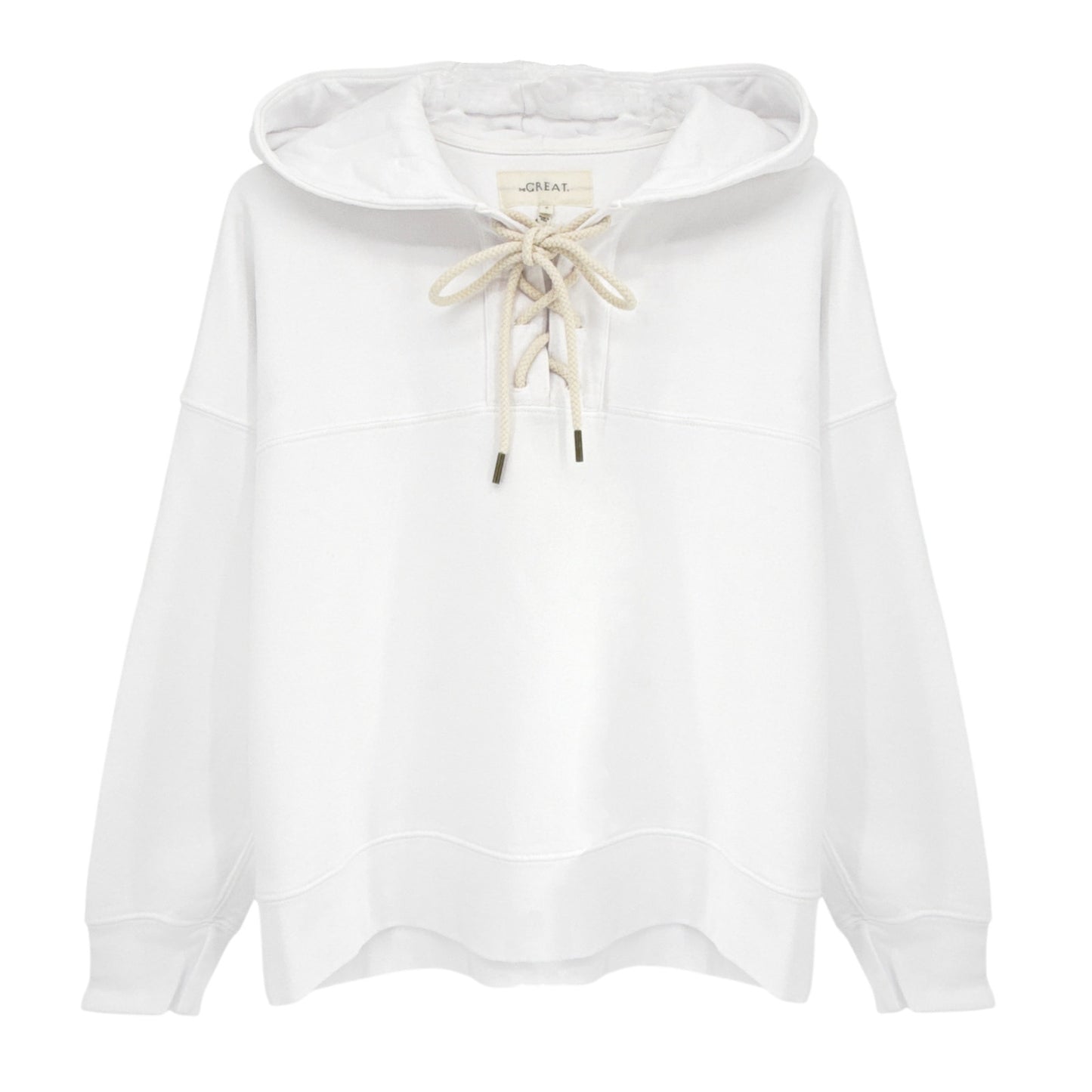 THE GREAT. The Lace Up Hoodie. In True White 0|XS