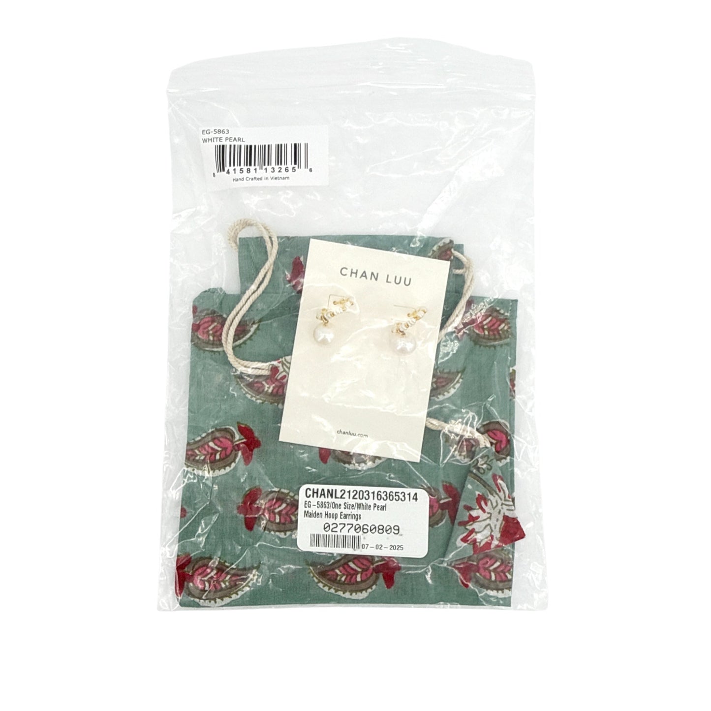 CHAN LUU Maiden Hoop Earrings in White Pearl