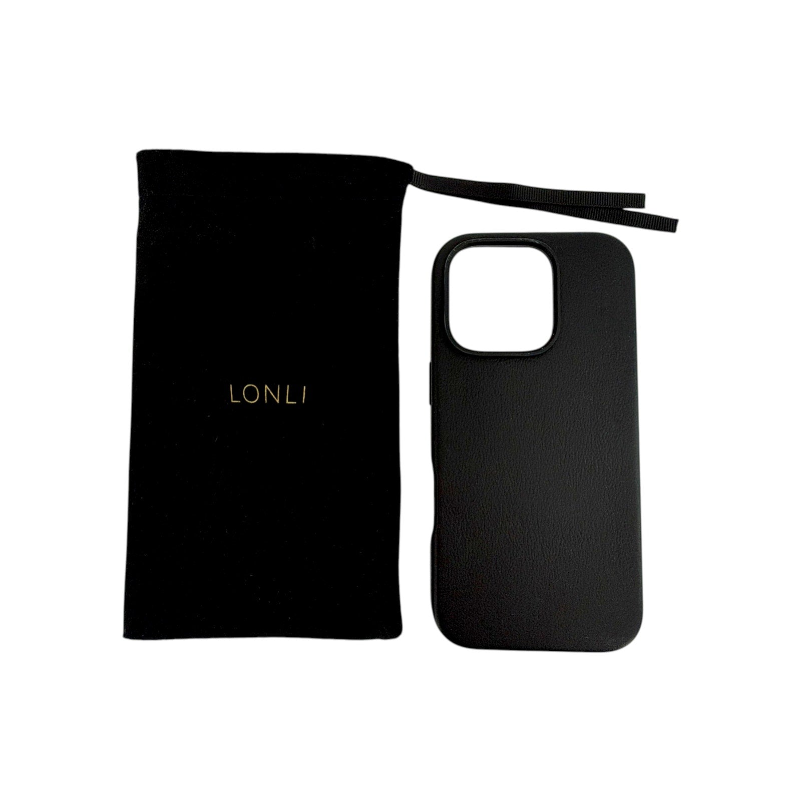 LONLI Leather Phone Case for iPhone 16 Pro in Black Lonli