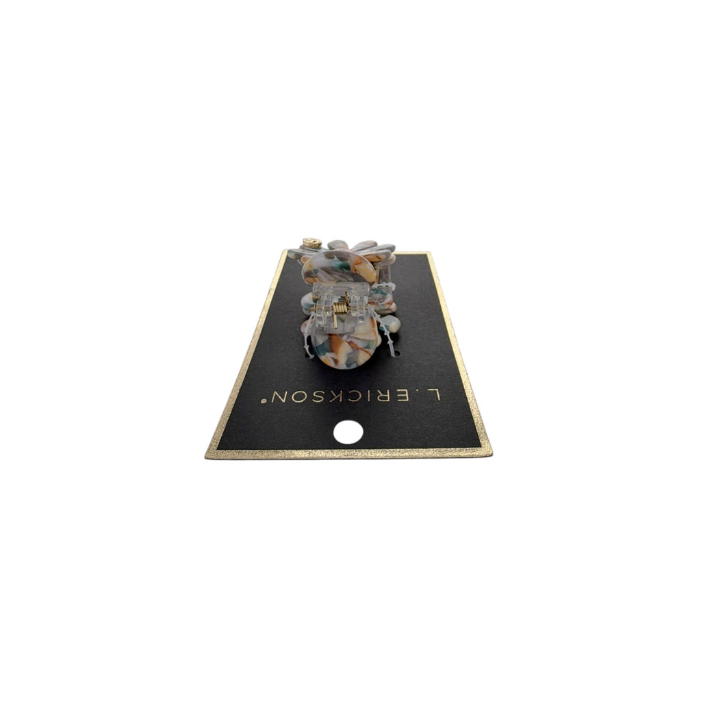 FRANCE LUXE L. ERICKSON Lane Claw Clip in Blue & Tan France Luxe