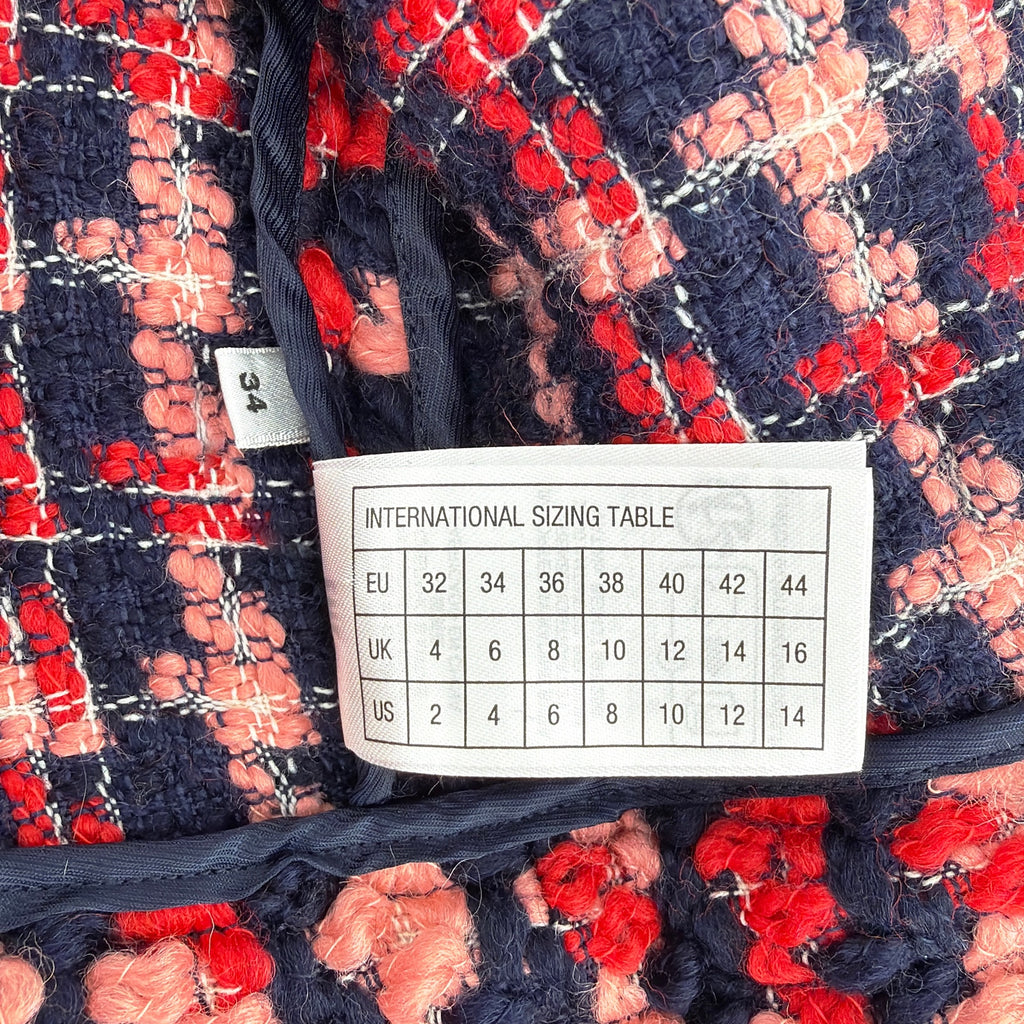 ESSENTIEL ANTWERP Wool Blend Tweed Jacket in Navy Peach & Red XS Essentiel Antwerp