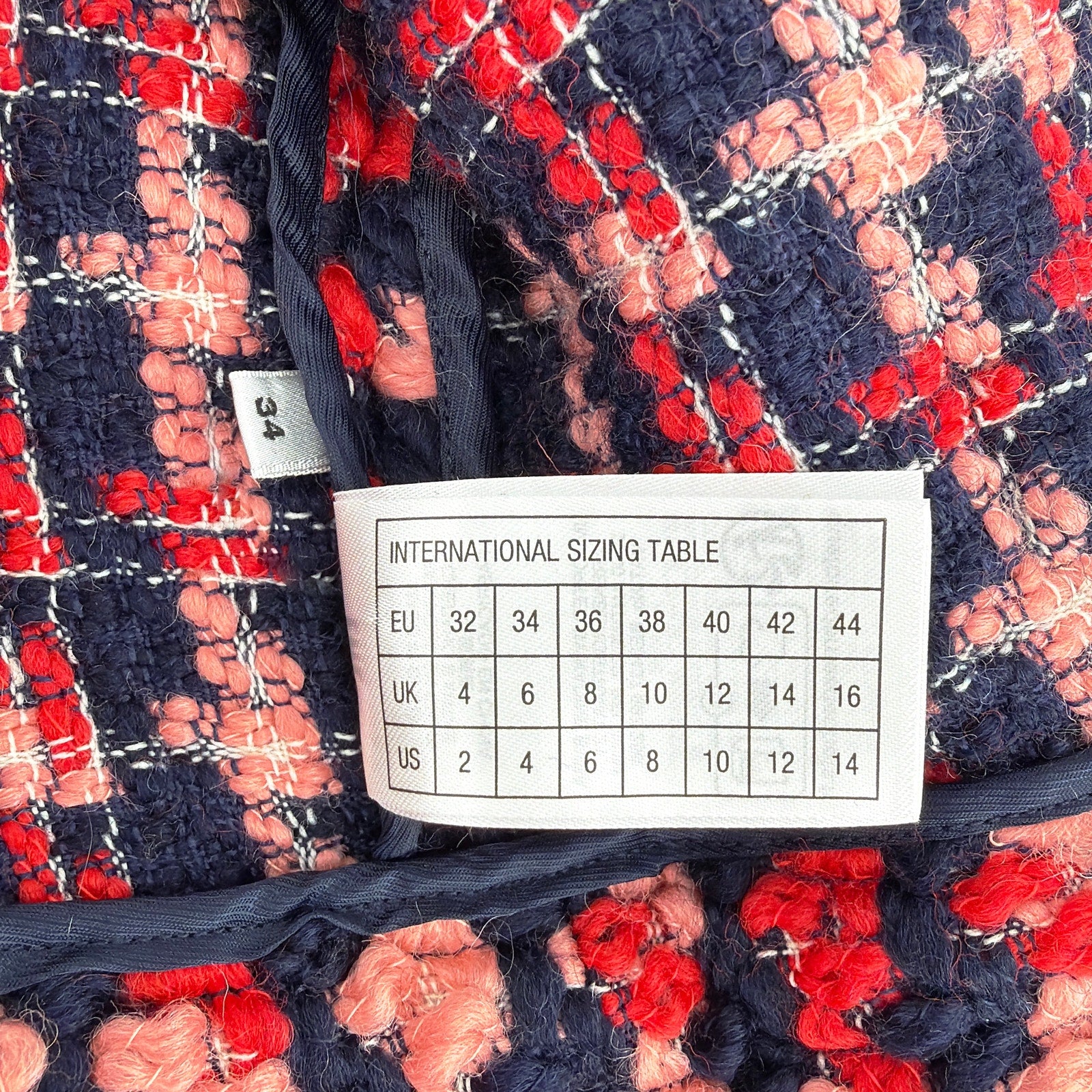ESSENTIEL ANTWERP Wool Blend Tweed Jacket in Navy Peach & Red XS Essentiel Antwerp