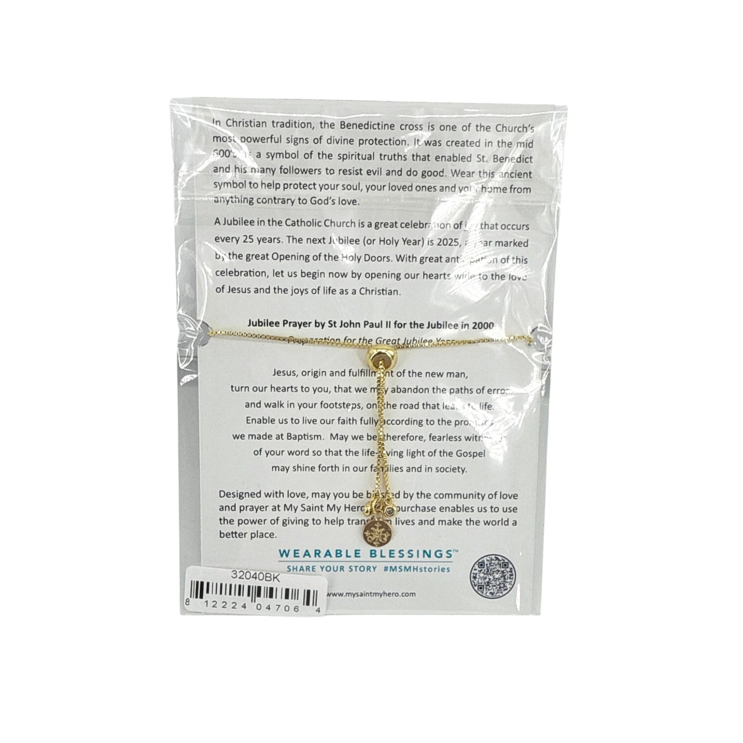 MY SAINT MY HERO Jubilee Benedictine Bracelet in Black & Gold