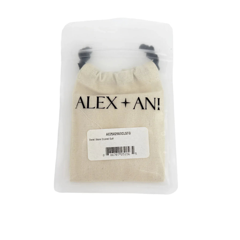 ALEX+ANI Bezel Stone Enamel Cuff in Coral Red - flyKAMP