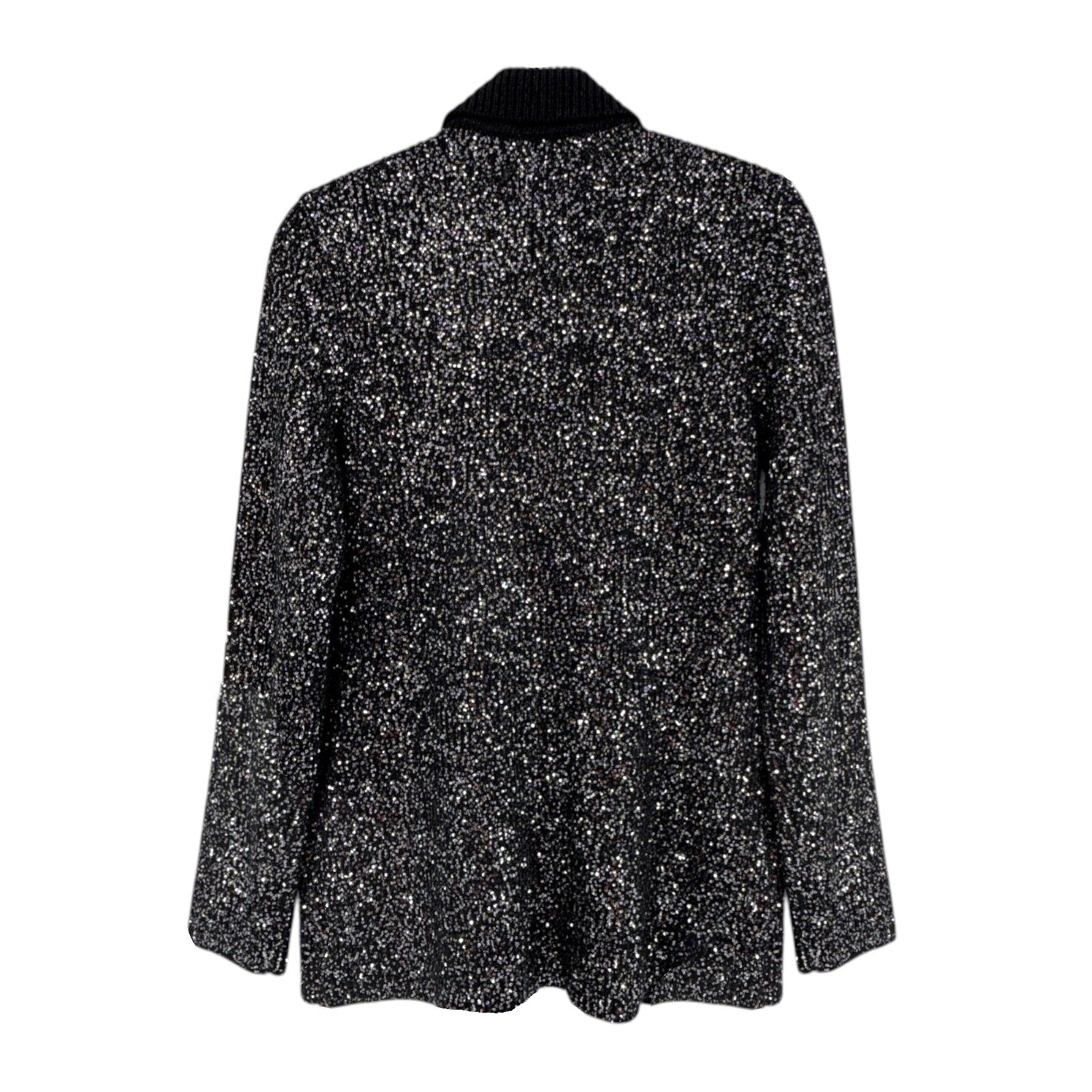 L'AGENCE Leonora Sequin Knit Blazer in Black Silver Sequin S L'Agence