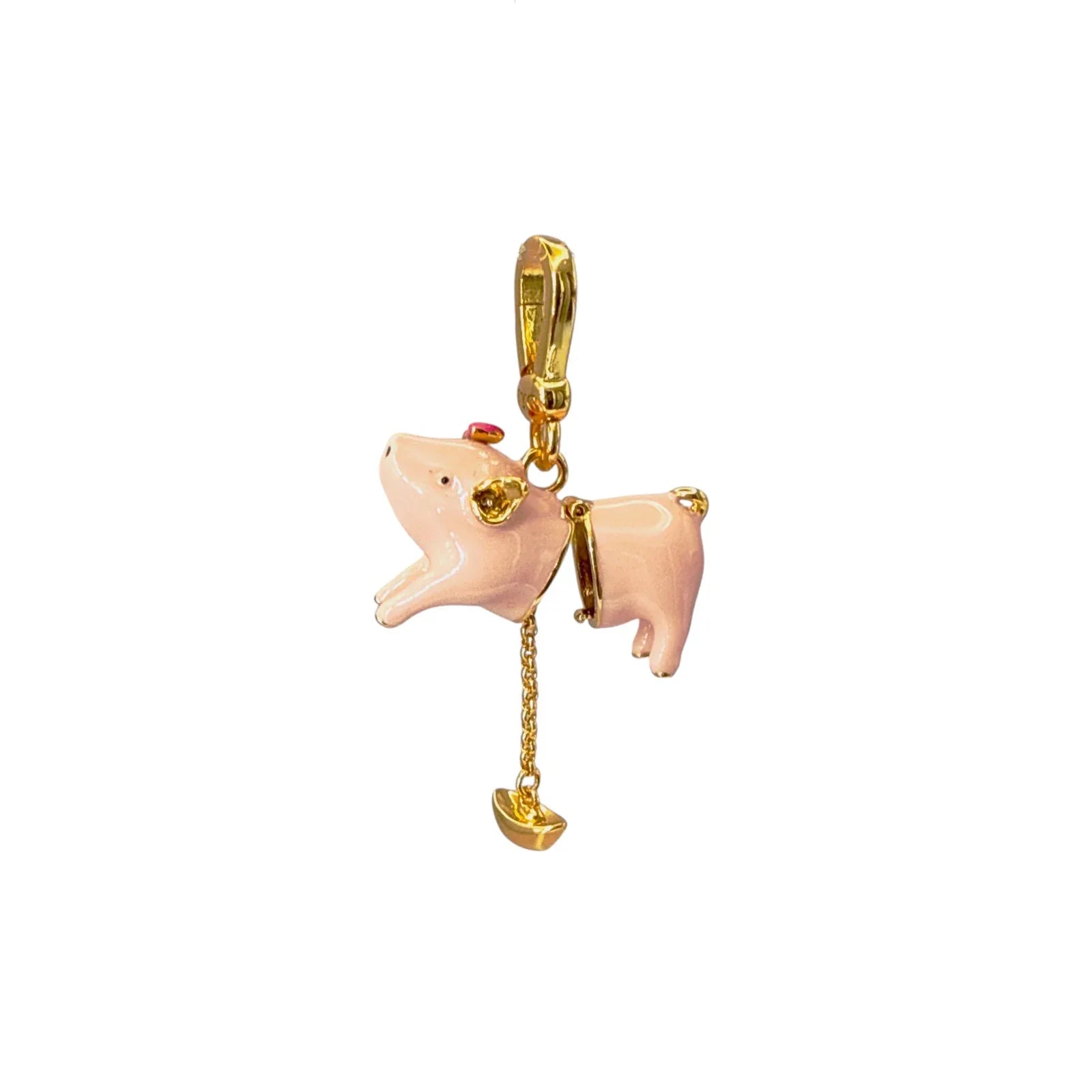 JUICY GRAPE Enamel Pink Pig Locket Charm Pendant - flyKAMP