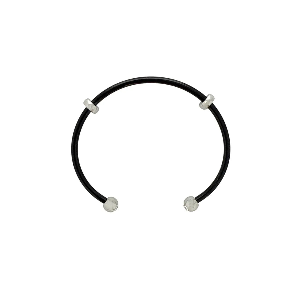 ALEX+ANI Bezel Stone Enamel Cuff in Black - flyKAMP