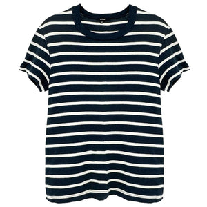 MONROW Stripe Tee in Navy & Cream XS