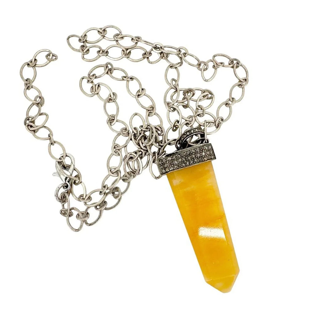 JULIE ZANCANELLI Diamond Pave Yellow Arrow Pendant - flyKAMP