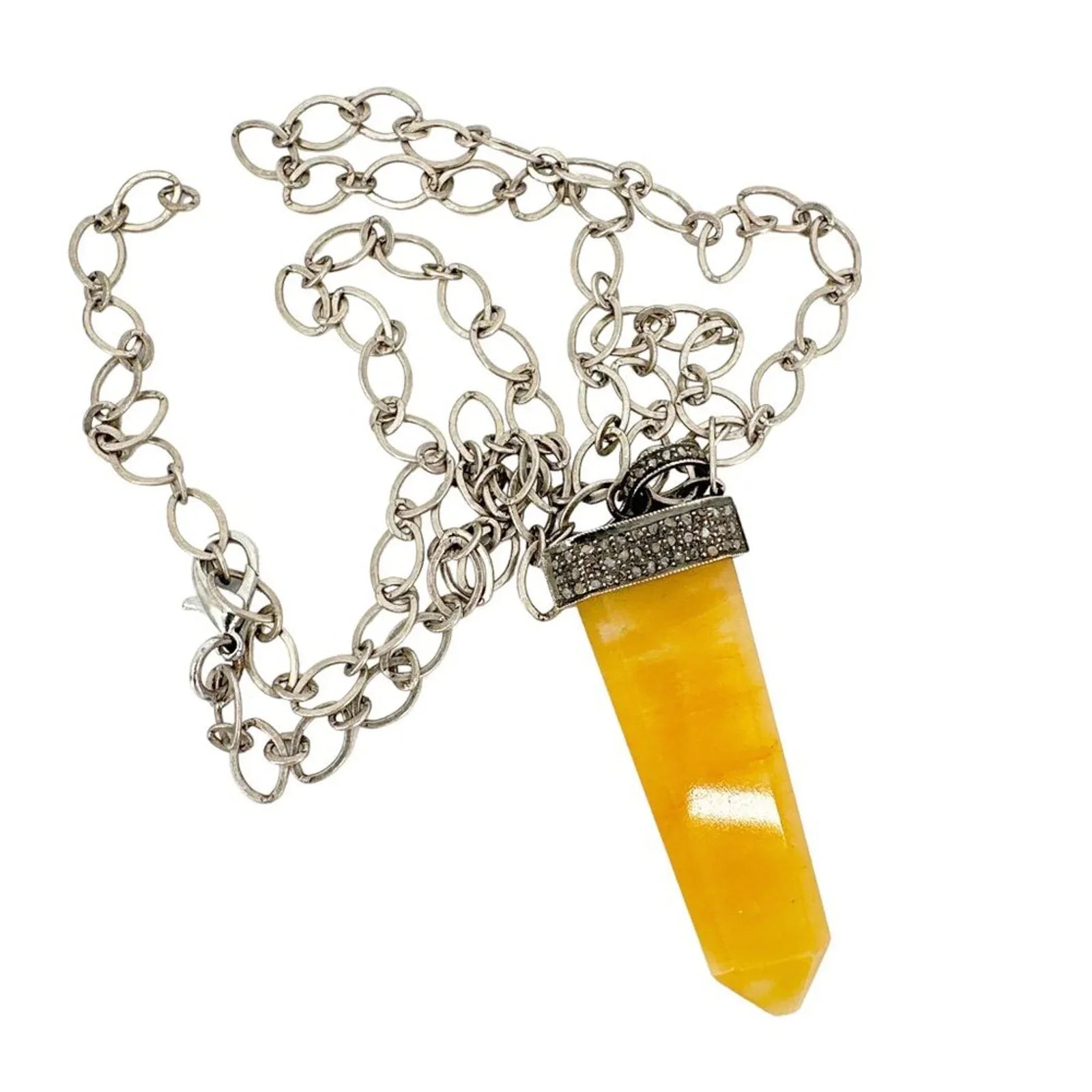 JULIE ZANCANELLI Diamond Pave Yellow Arrow Pendant - flyKAMP