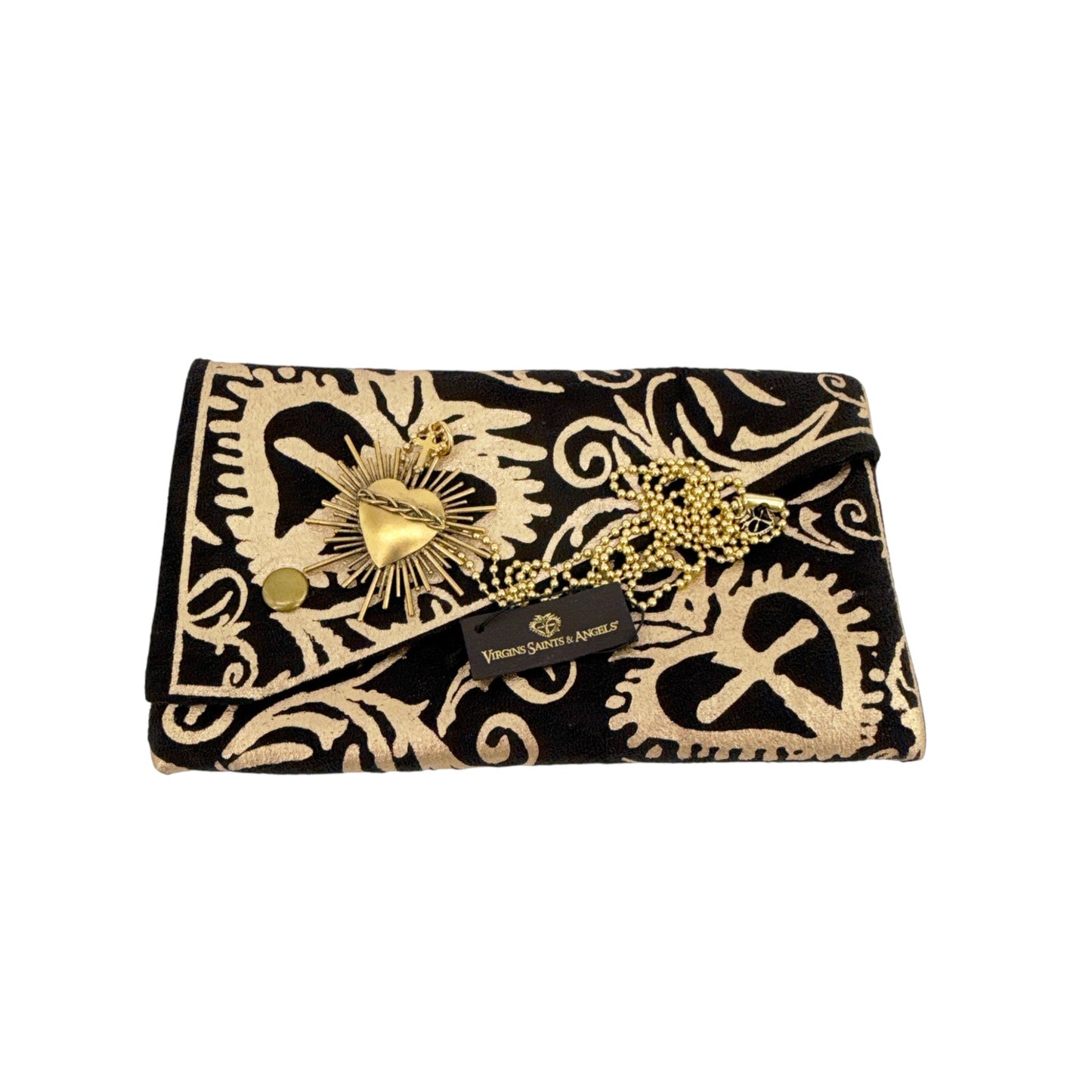 VIRGINS SAINTS & ANGELS VSA Sacred Flame Charm Necklace 34" Gold Plated SS Chain