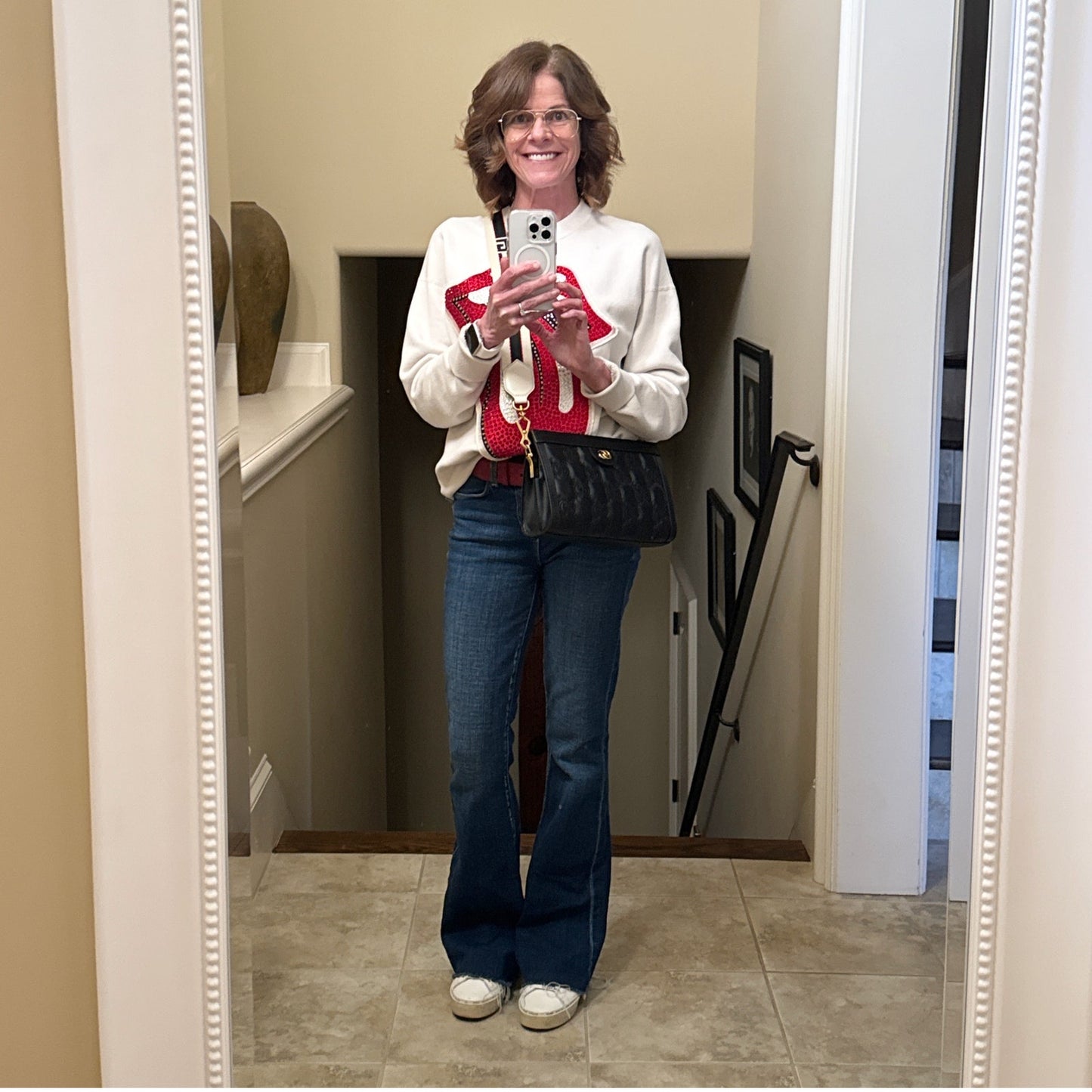 MADEWORN Rolling Stones Crystal Patch Classic Crew Sweatshirt XS