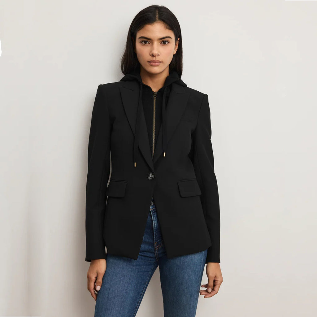VERONICA BEARD Cashmere Hoodie Dickey in Black Veronica Beard