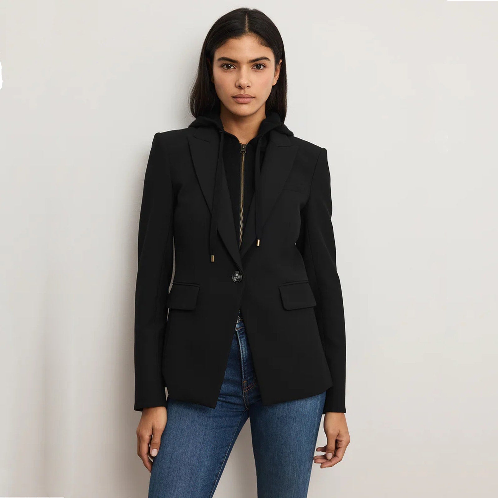 VERONICA BEARD Cashmere Hoodie Dickey in Black Veronica Beard