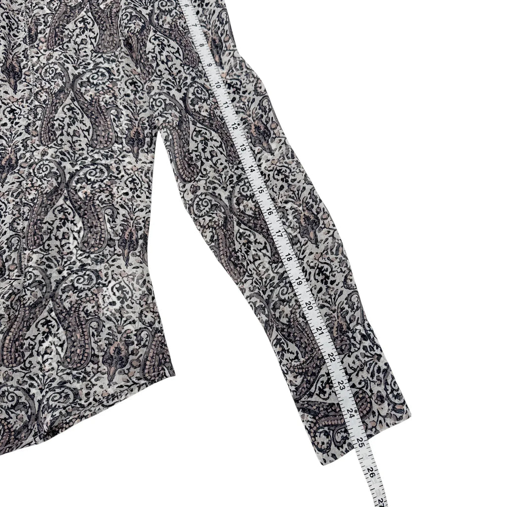 PAIGE Cleobelle Printed Femme Blouse in White/Rabbit/Rose-Santina Pais XS - flyKAMP