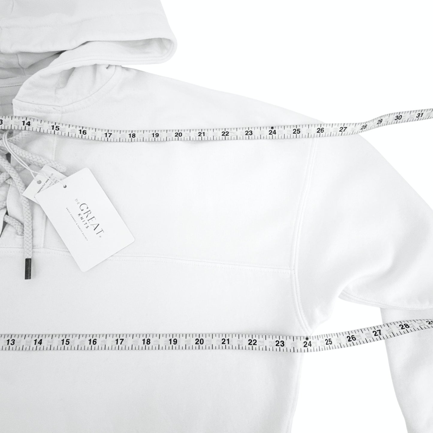 THE GREAT. The Lace Up Hoodie. In True White 0|XS