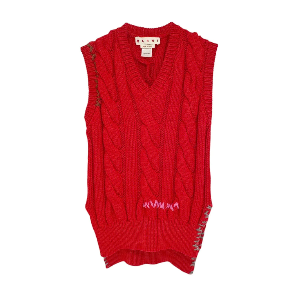 MARNI Cable Knit Wool Vest IT36 - flyKAMP