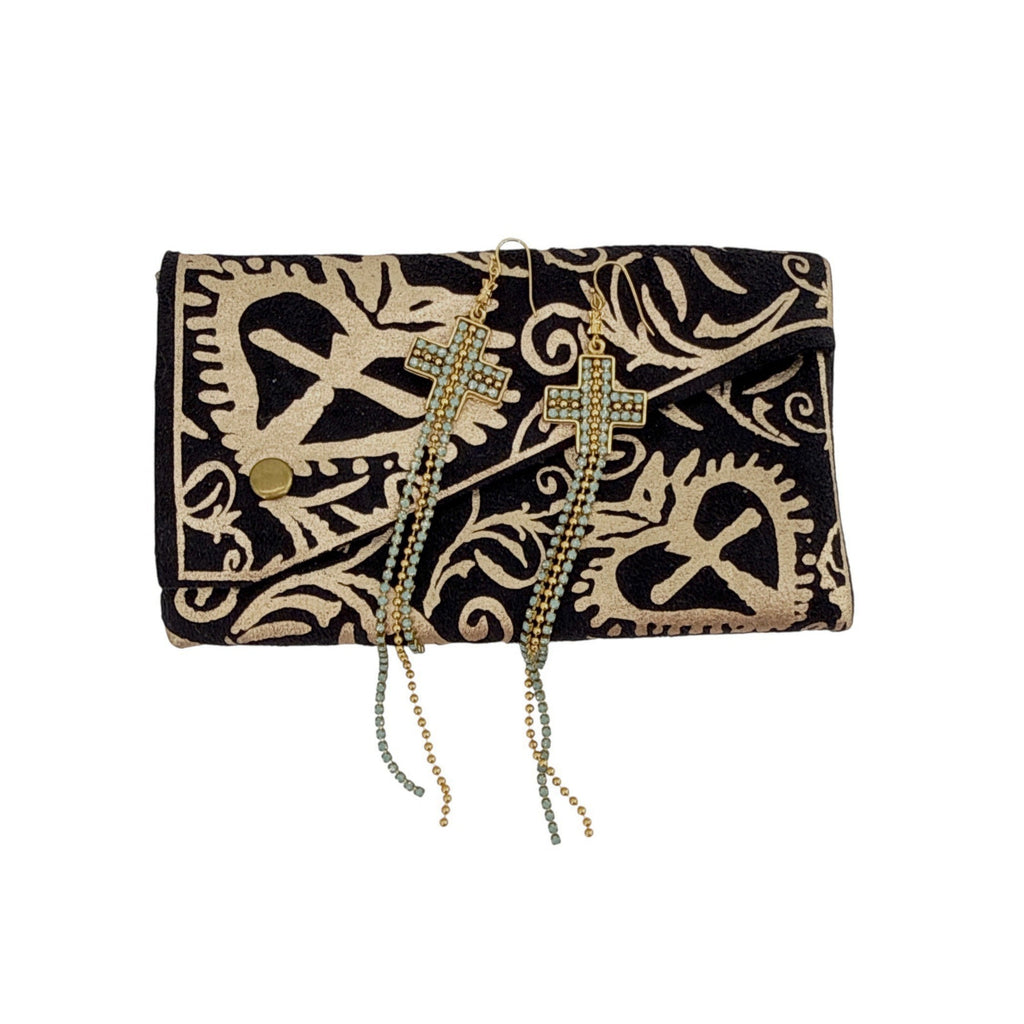 VIRGINS SAINTS & ANGELS VSA Resurrection Cross Chain Earrings in Gold