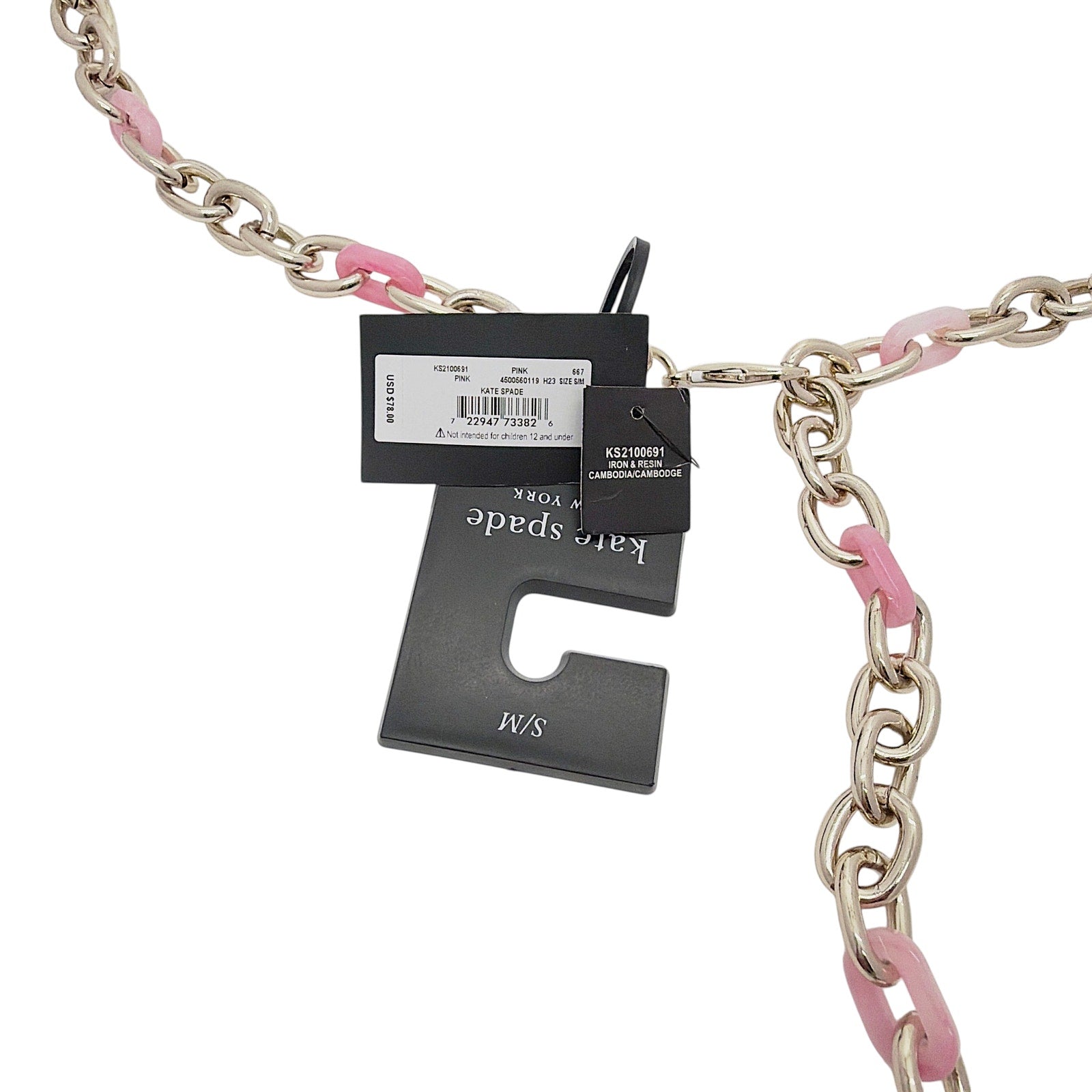 KATE SPADE New York Lock & Spade Chain Link Belt in Pink S/M Kate Spade