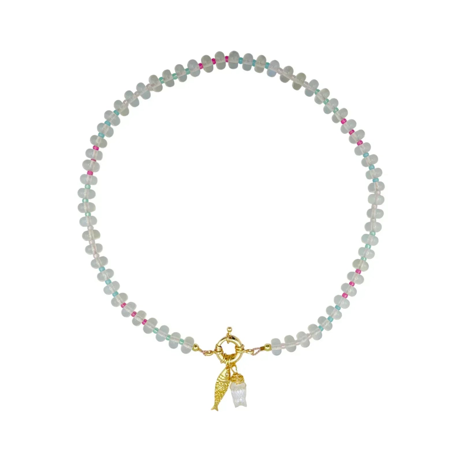 THE SILVER WREN Mirage Stone Candy Fish Necklace in Opalite 18" - flyKAMP