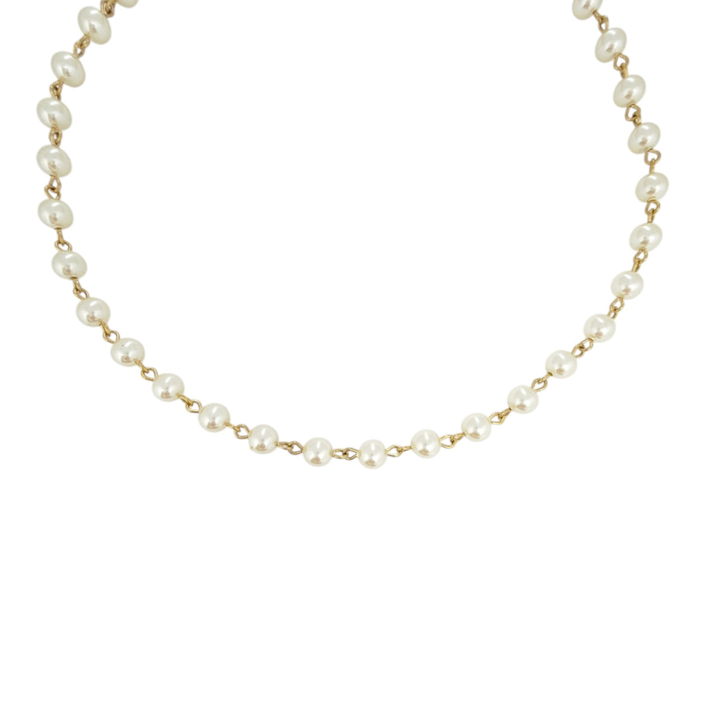 VIRGINS SAINTS & ANGELS VSA Iconic Cream Pearl Choker in Gold Virgins Saints & Angels