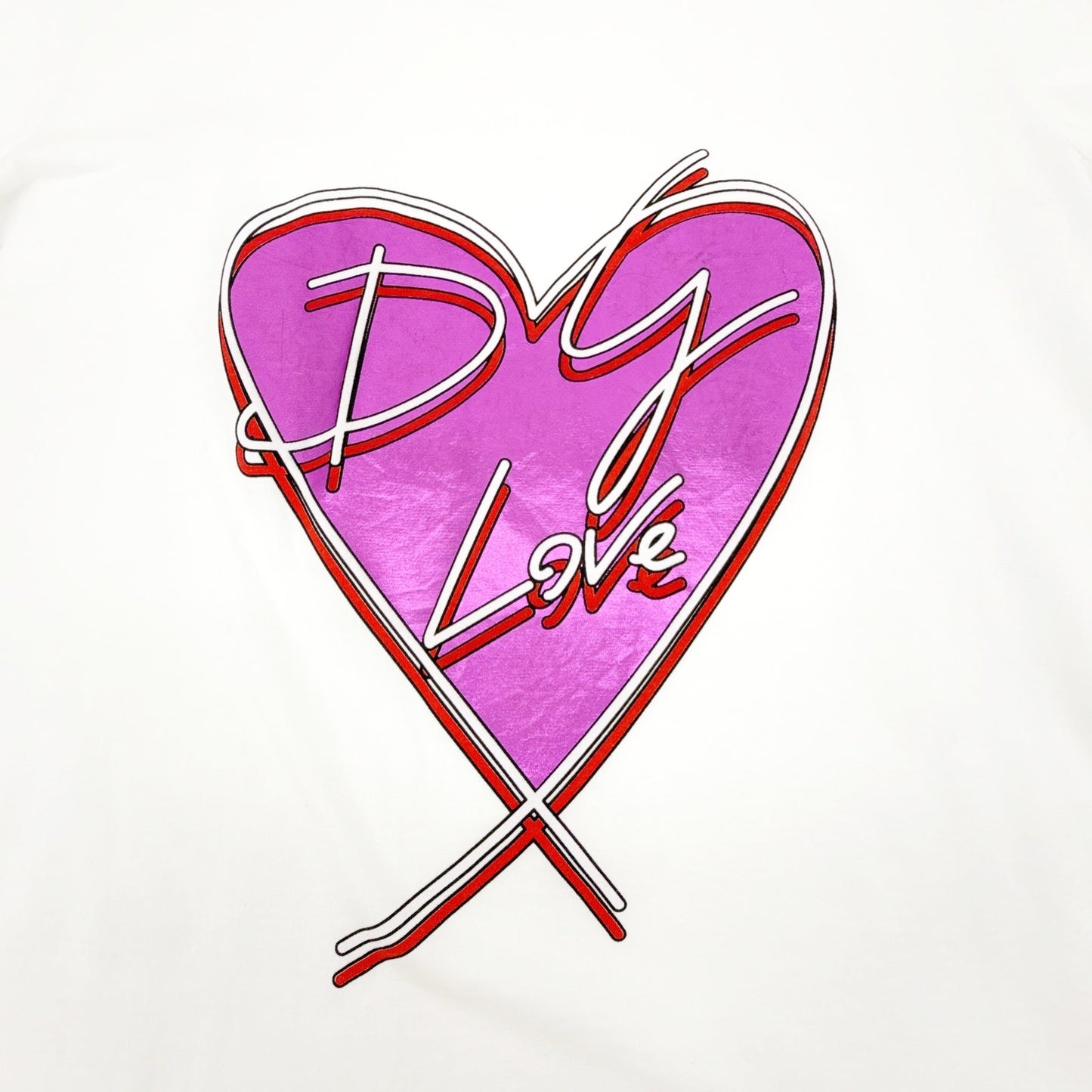 DOLCE & GABBANA White Metallic Heart T-shirt IT42