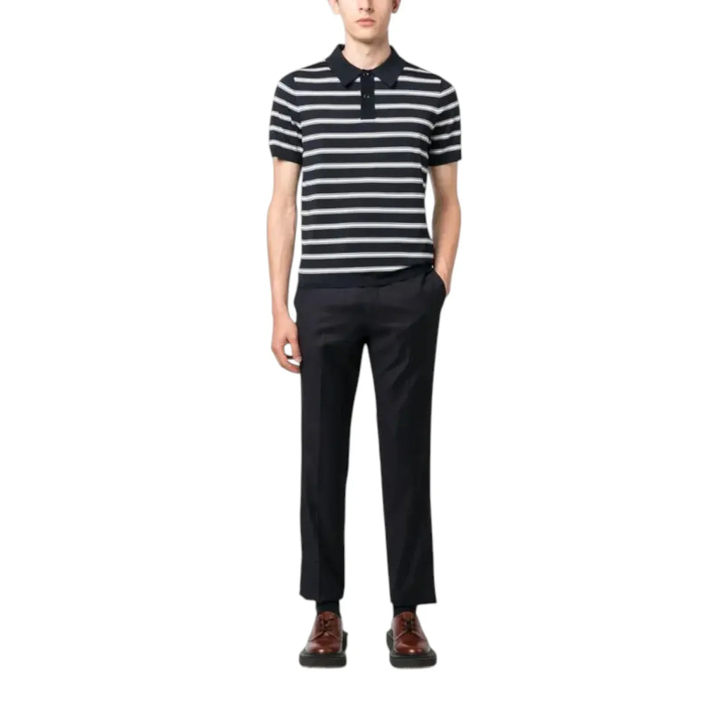 SANDRO Pablo Striped Polo in Fond Marine XXL - flyKAMP