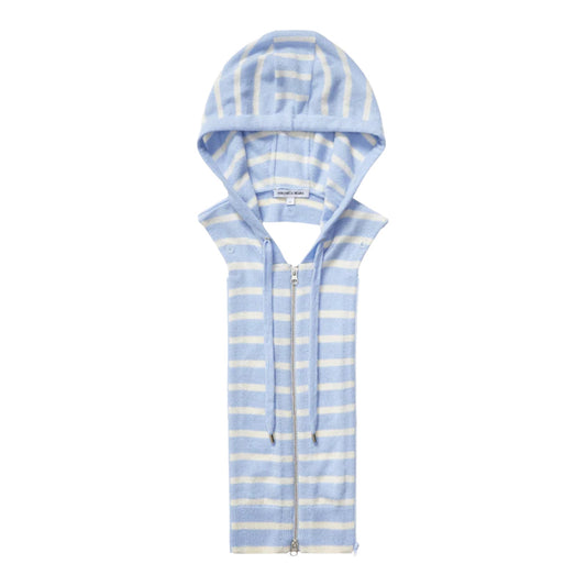 VERONICA BEARD Cashmere Hoodie Dickey in Bluebell/Ivory