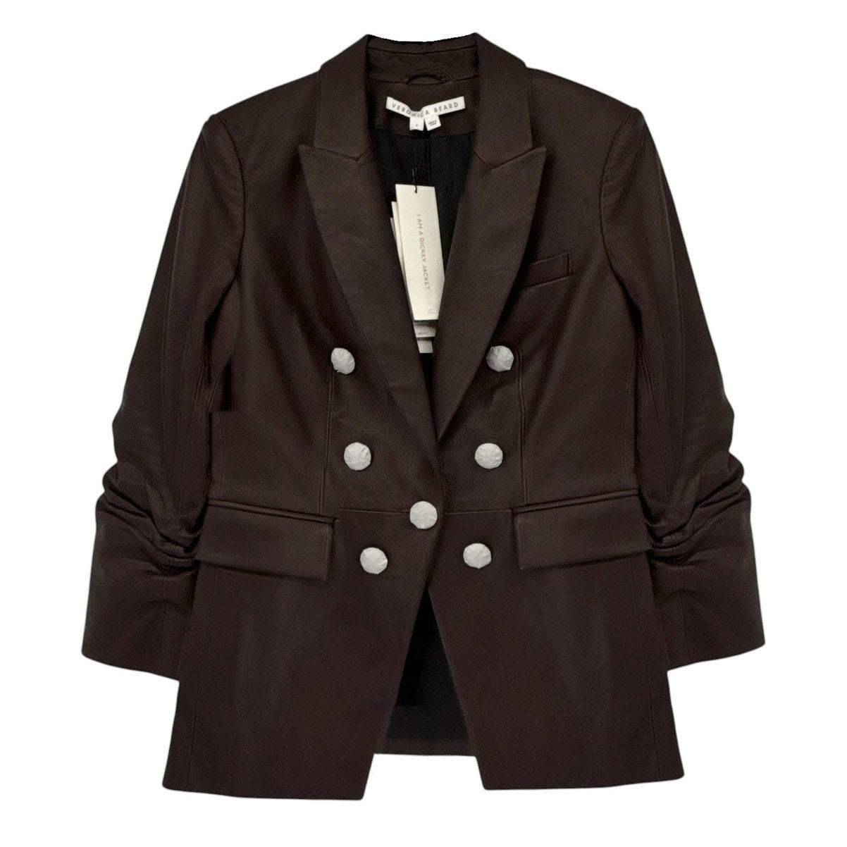 VERONICA BEARD Oneta Leather Dickey Jacket in Brown 2