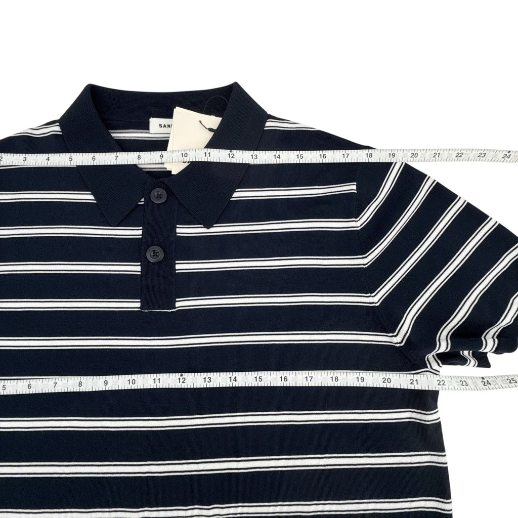 SANDRO Pablo Striped Polo in Fond Marine XXL - flyKAMP