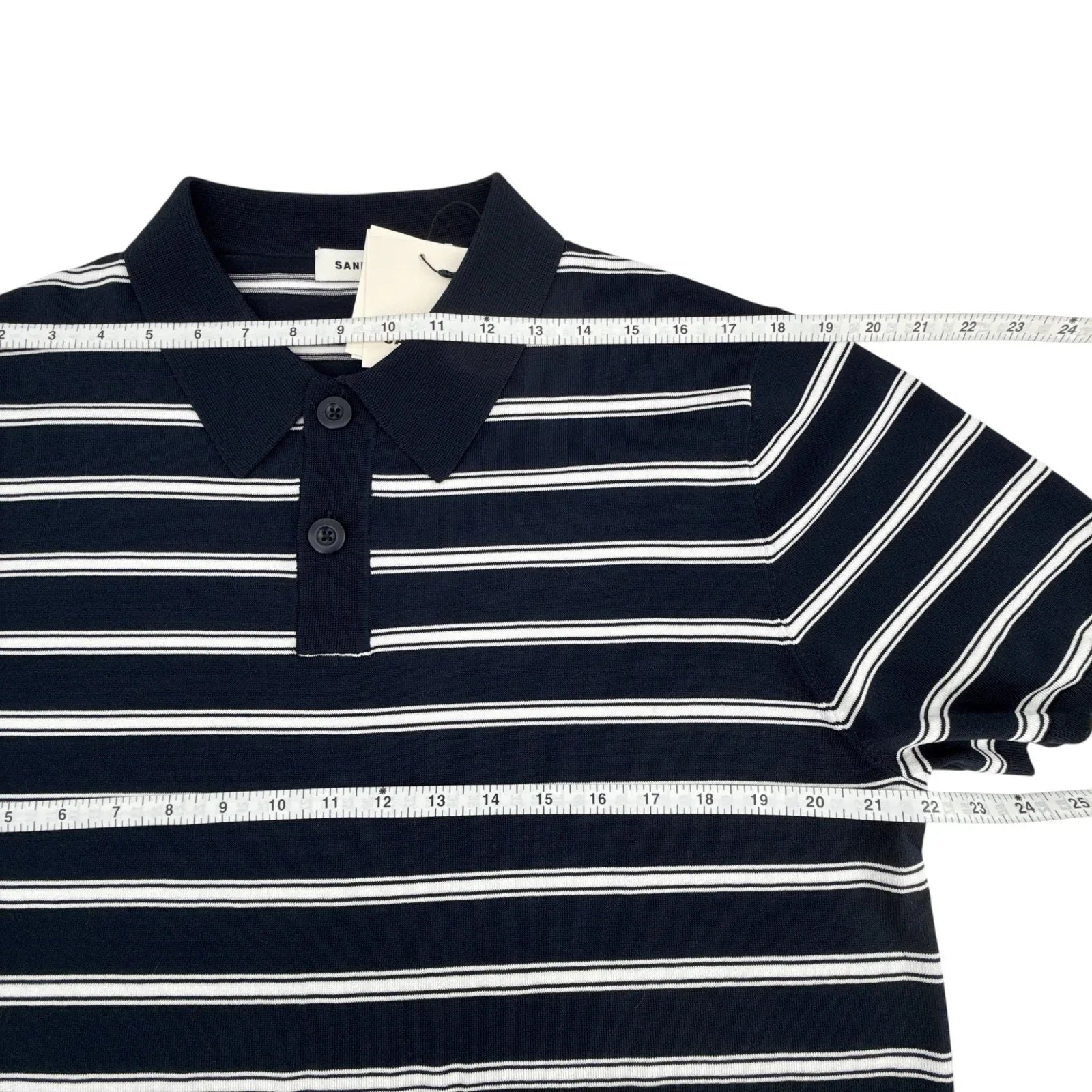 SANDRO Pablo Striped Polo in Fond Marine XXL - flyKAMP