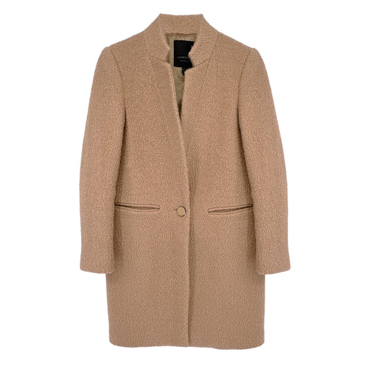 GIANNI FERAUD Slimline Mini Boucle Coat with Upturned Collar in Salmon 6|S