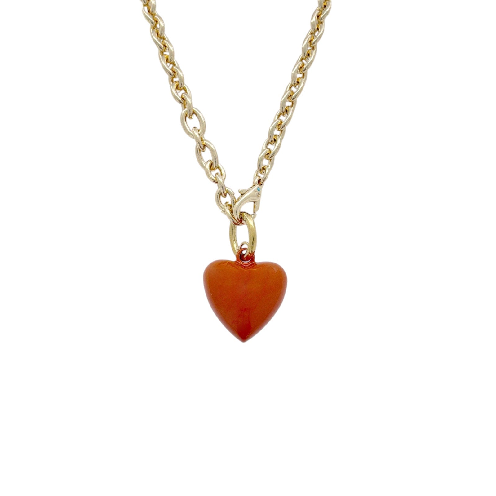 ROXANNE ASSOULIN The Mini Puffy Heart Necklace in Gold & Sienna Roxanne Assoulin