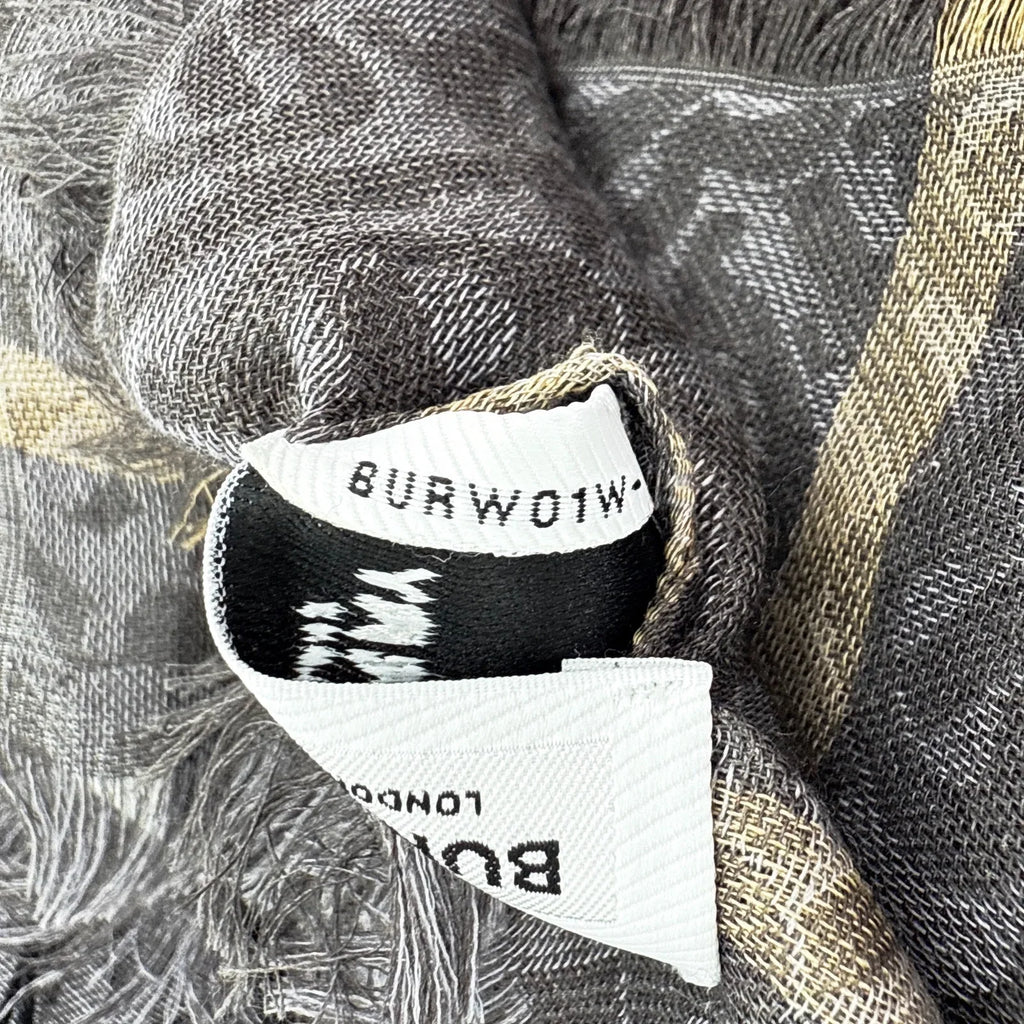 BURBERRY TB Giant Check Gauze Wool & Silk Scarf in Charcoal - flyKAMP
