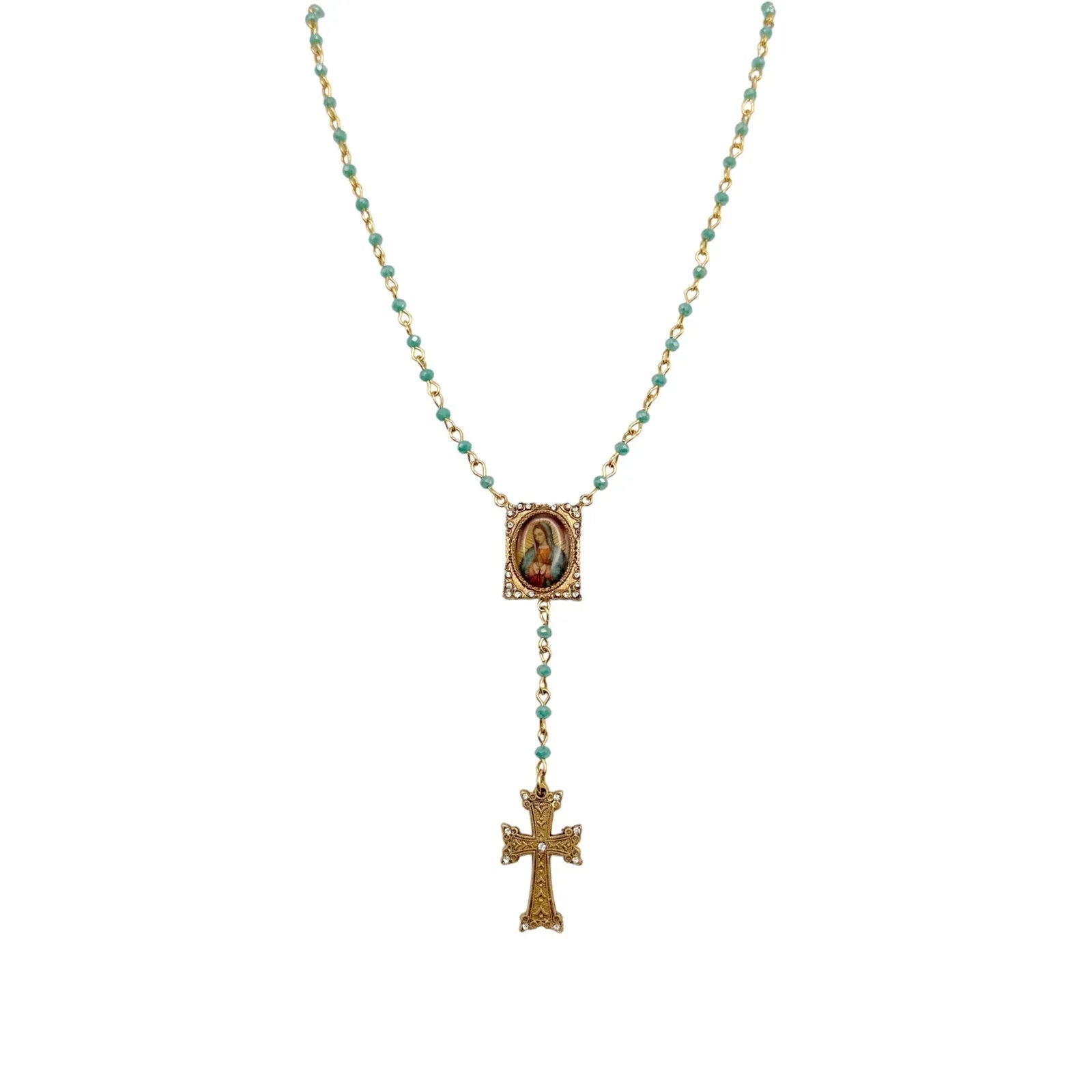 VIRGINS SAINTS & ANGELS VSA Retablo Guadalupe Rosary Necklace - flyKAMP