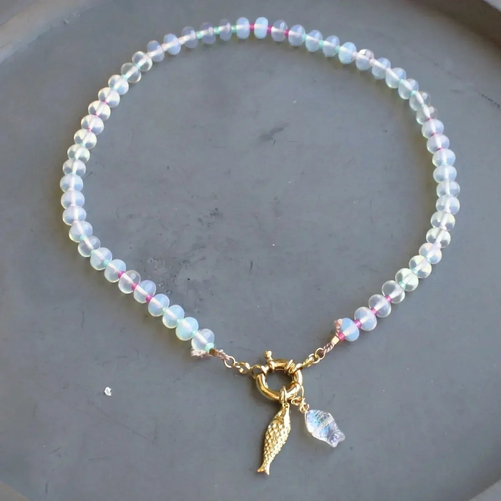 THE SILVER WREN Mirage Stone Candy Fish Necklace in Opalite 18" - flyKAMP