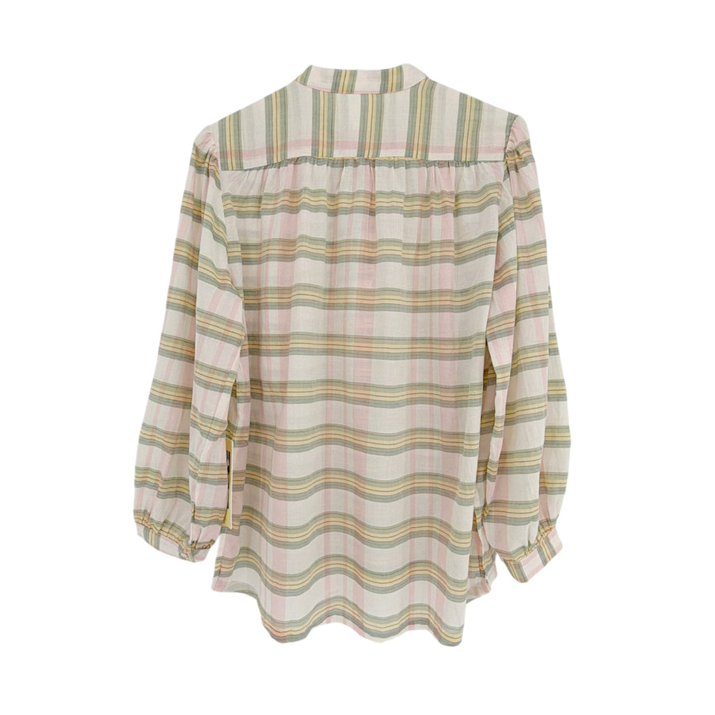 BIRDS of PARADIS by TROVATA Bailey Blouse in Pomelo Plaid M Birds of Paradis by Trovata