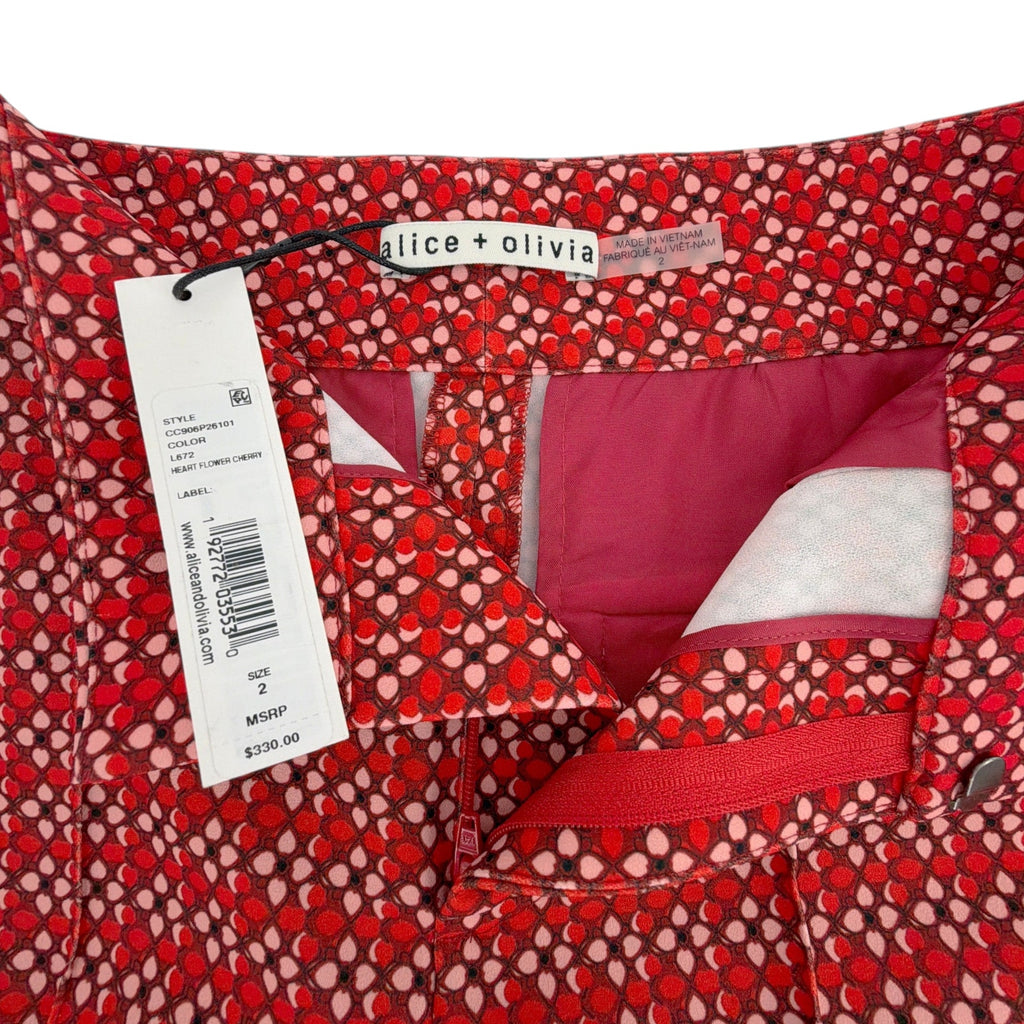 ALICE+OLIVIA Dylan High Waist Wide Leg Pants in Heart Flower Cherry 2 Alice + Olivia
