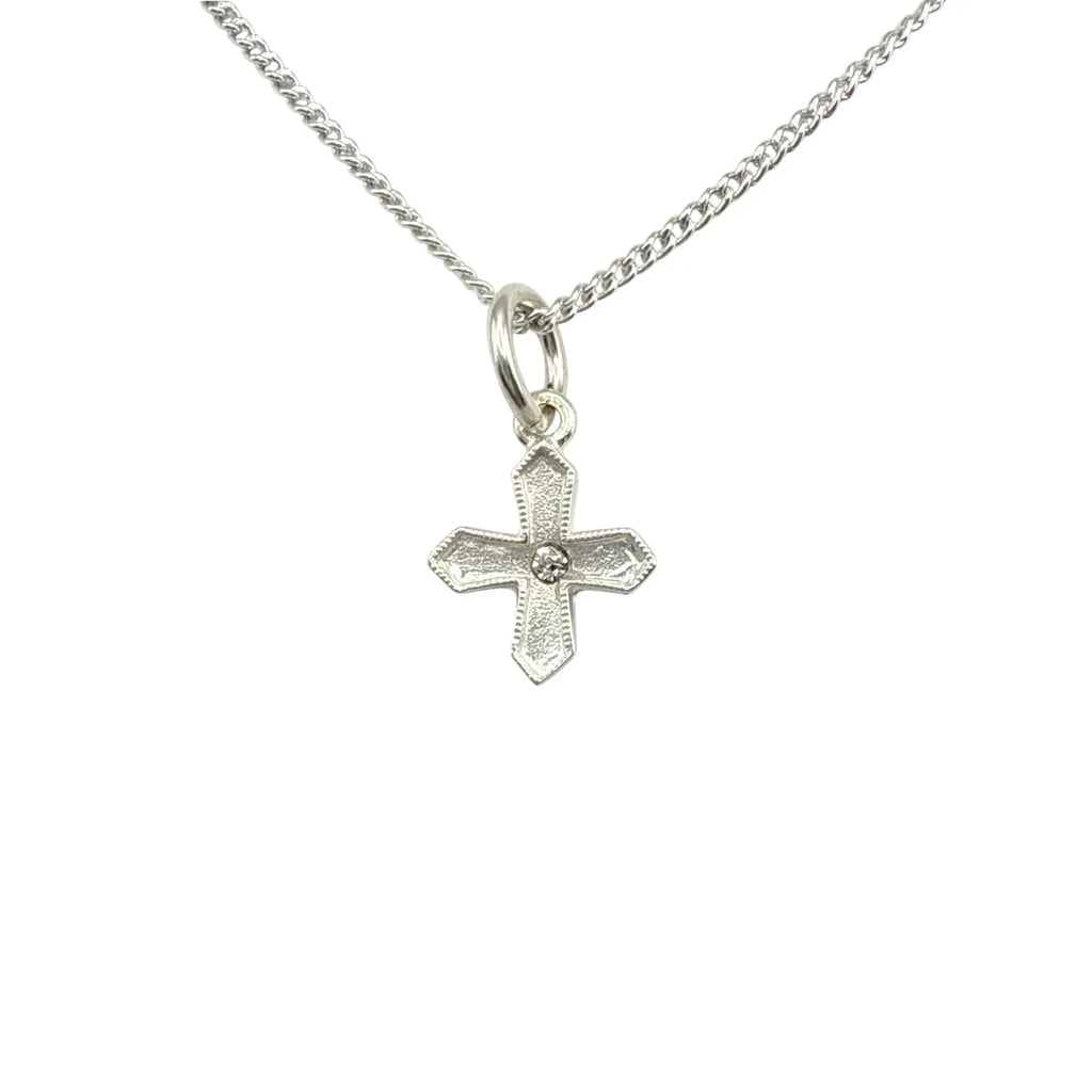 VIRGINS SAINTS & ANGELS VSA Peace Cross Charm Necklace in Silver - flyKAMP