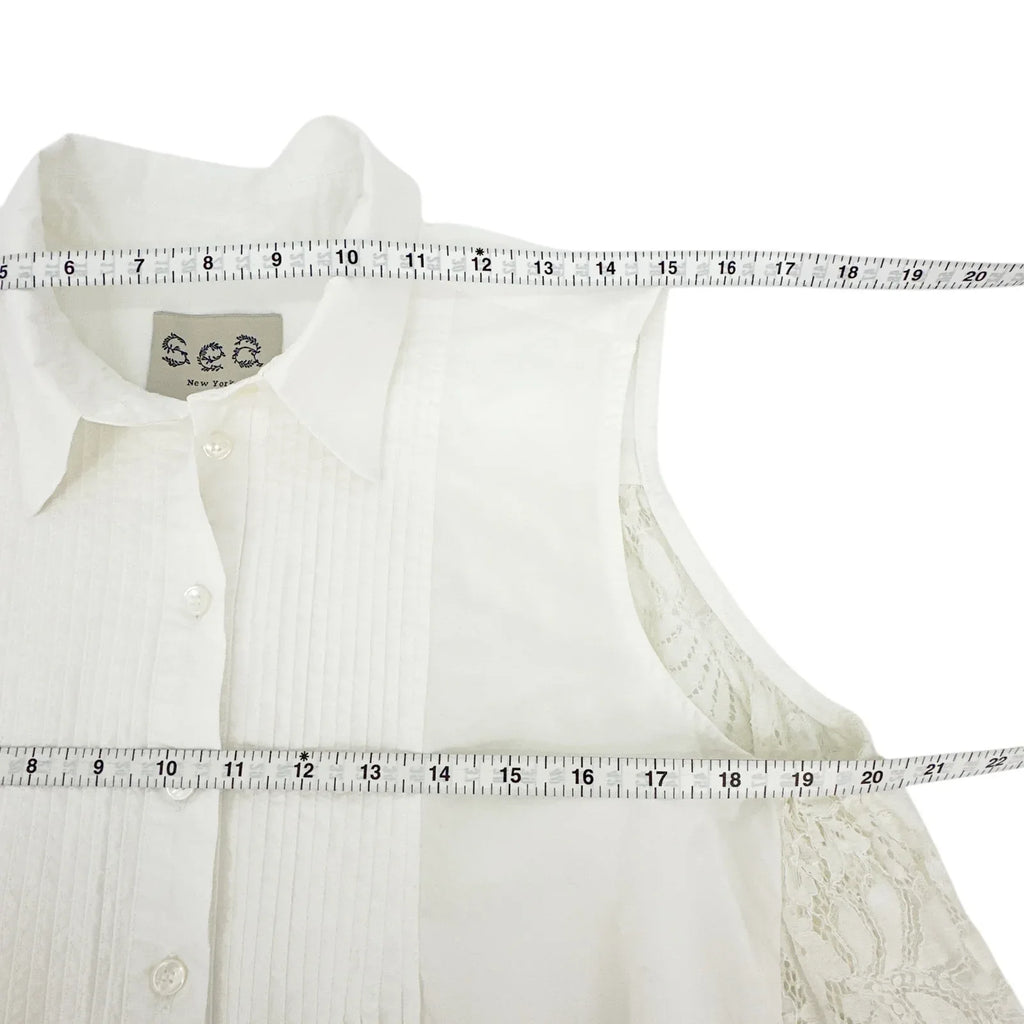 SEA New York Lace Back Button Down Blouse in Milky White 8|M - flyKAMP