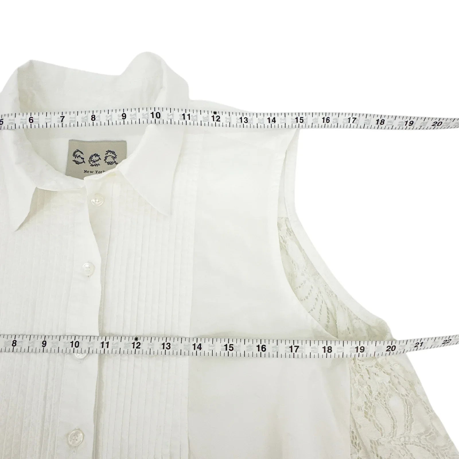 SEA New York Lace Back Button Down Blouse in Milky White 8|M - flyKAMP